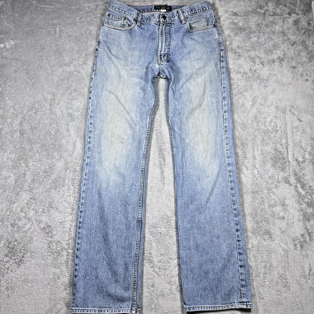 Banana Republic Jeans Mens 32x34 Light Wash Straight Leg Distressed Fade